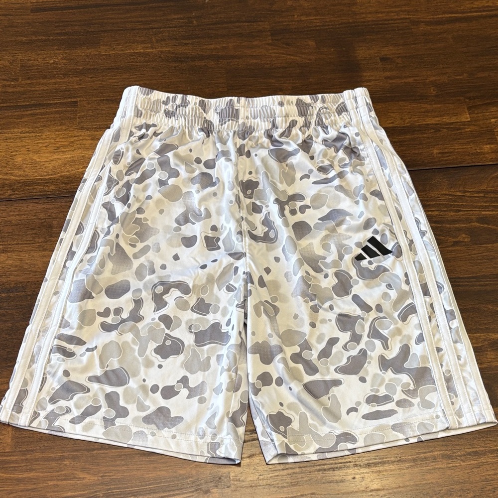 Adidas White and Gray Camouflage Shorts